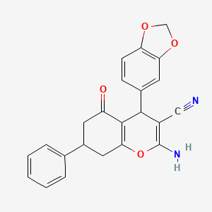 B4971543 2-amino-4-(1,3-benzodioxol-5-yl)-5-oxo-7-phenyl-5,6,7,8-tetrahydro-4H-chromene-3-carbonitrile CAS No. 5282-43-9