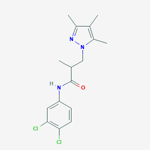 molecular formula C16H19Cl2N3O B497157 N-(3,4-dichlorophenyl)-2-methyl-3-(3,4,5-trimethyl-1H-pyrazol-1-yl)propanamide CAS No. 942841-73-8