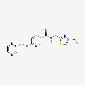 molecular formula C18H20N6OS B4971635 N-[(4-ethyl-1,3-thiazol-2-yl)methyl]-6-[methyl(pyrazin-2-ylmethyl)amino]pyridine-3-carboxamide 