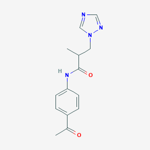 molecular formula C14H16N4O2 B497186 N-(4-acetylphenyl)-2-methyl-3-(1H-1,2,4-triazol-1-yl)propanamide CAS No. 927640-05-9