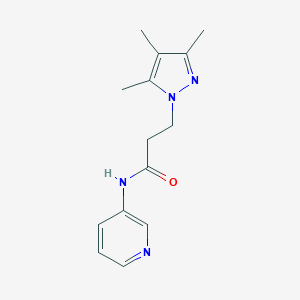 molecular formula C14H18N4O B497196 N-(pyridin-3-yl)-3-(3,4,5-trimethyl-1H-pyrazol-1-yl)propanamide 