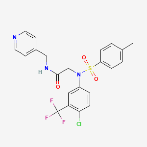 molecular formula C22H19ClF3N3O3S B4971964 N~2~-[4-chloro-3-(trifluoromethyl)phenyl]-N~2~-[(4-methylphenyl)sulfonyl]-N-(pyridin-4-ylmethyl)glycinamide CAS No. 6401-23-6