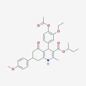 molecular formula C32H37NO7 B4971978 Butan-2-yl 4-[4-(acetyloxy)-3-ethoxyphenyl]-7-(4-methoxyphenyl)-2-methyl-5-oxo-1,4,5,6,7,8-hexahydroquinoline-3-carboxylate 