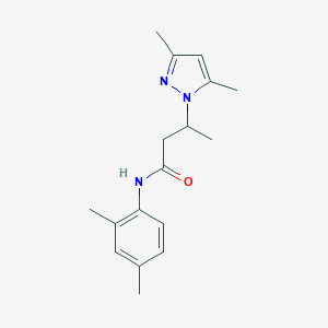 molecular formula C17H23N3O B497210 3-(3,5-dimethyl-1H-pyrazol-1-yl)-N-(2,4-dimethylphenyl)butanamide CAS No. 895256-07-2