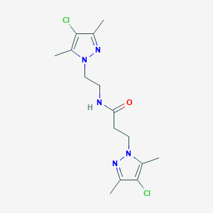 molecular formula C15H21Cl2N5O B497302 3-(4-chloro-3,5-dimethylpyrazol-1-yl)-N-[2-(4-chloro-3,5-dimethylpyrazol-1-yl)ethyl]propanamide CAS No. 957502-48-6