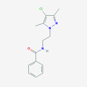 molecular formula C14H16ClN3O B497305 N-[2-(4-chloro-3,5-dimethyl-1H-pyrazol-1-yl)ethyl]benzamide CAS No. 957502-54-4