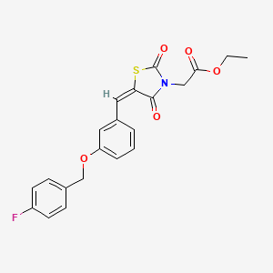 molecular formula C21H18FNO5S B4973155 ethyl [(5E)-5-{3-[(4-fluorobenzyl)oxy]benzylidene}-2,4-dioxo-1,3-thiazolidin-3-yl]acetate 