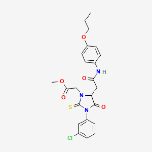 molecular formula C23H24ClN3O5S B4973178 Methyl [3-(3-chlorophenyl)-4-oxo-5-{2-oxo-2-[(4-propoxyphenyl)amino]ethyl}-2-thioxoimidazolidin-1-yl]acetate 