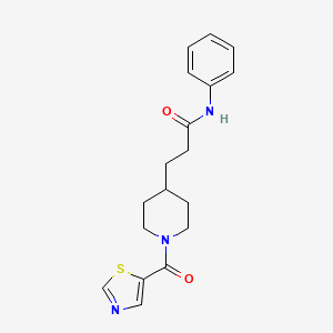 molecular formula C18H21N3O2S B4973217 N-phenyl-3-[1-(1,3-thiazole-5-carbonyl)piperidin-4-yl]propanamide 