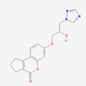 molecular formula C17H17N3O4 B497329 7-(2-hydroxy-3-(1H-1,2,4-triazol-1-yl)propoxy)-2,3-dihydrocyclopenta[c]chromen-4(1H)-one CAS No. 878416-47-8