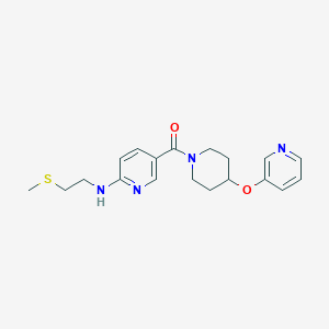 molecular formula C19H24N4O2S B4973377 N-[2-(methylthio)ethyl]-5-{[4-(3-pyridinyloxy)-1-piperidinyl]carbonyl}-2-pyridinamine 