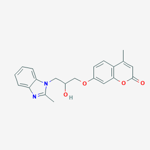 molecular formula C21H20N2O4 B497338 7-[2-hydroxy-3-(2-methyl-1H-benzimidazol-1-yl)propoxy]-4-methyl-2H-chromen-2-one CAS No. 878722-65-7