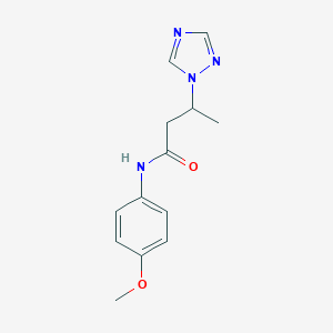 molecular formula C13H16N4O2 B497354 N-(4-methoxyphenyl)-3-(1H-1,2,4-triazol-1-yl)butanamide 
