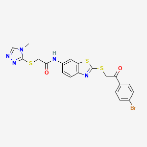 molecular formula C20H16BrN5O2S3 B4973586 N-[2-[2-(4-bromophenyl)-2-oxoethyl]sulfanyl-1,3-benzothiazol-6-yl]-2-[(4-methyl-1,2,4-triazol-3-yl)sulfanyl]acetamide 