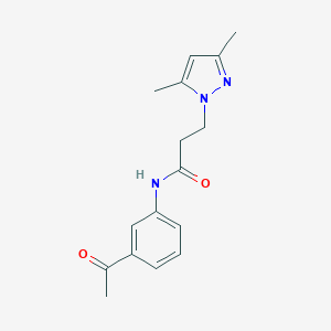 molecular formula C16H19N3O2 B497380 N-(3-acetylphenyl)-3-(3,5-dimethyl-1H-pyrazol-1-yl)propanamide CAS No. 957511-98-7