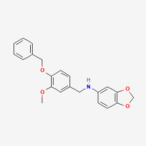 molecular formula C22H21NO4 B4973887 N-[(3-methoxy-4-phenylmethoxyphenyl)methyl]-1,3-benzodioxol-5-amine 
