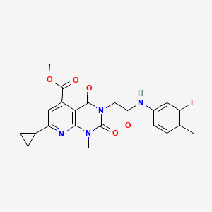 molecular formula C22H21FN4O5 B4973906 METHYL 7-CYCLOPROPYL-3-{[(3-FLUORO-4-METHYLPHENYL)CARBAMOYL]METHYL}-1-METHYL-2,4-DIOXO-1H,2H,3H,4H-PYRIDO[2,3-D]PYRIMIDINE-5-CARBOXYLATE 