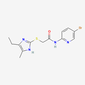molecular formula C13H15BrN4OS B4974101 N~1~-(5-BROMO-2-PYRIDYL)-2-[(5-ETHYL-4-METHYL-1H-IMIDAZOL-2-YL)SULFANYL]ACETAMIDE 