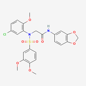 molecular formula C24H23ClN2O8S B4974254 N-1,3-benzodioxol-5-yl-N~2~-(5-chloro-2-methoxyphenyl)-N~2~-[(3,4-dimethoxyphenyl)sulfonyl]glycinamide 