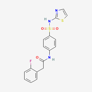 molecular formula C17H14FN3O3S2 B4974255 2-(2-fluorophenyl)-N-[4-(1,3-thiazol-2-ylsulfamoyl)phenyl]acetamide 