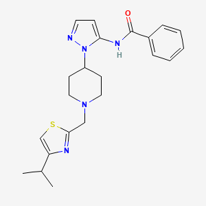 molecular formula C22H27N5OS B4974287 N-[2-[1-[(4-propan-2-yl-1,3-thiazol-2-yl)methyl]piperidin-4-yl]pyrazol-3-yl]benzamide 