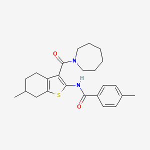 molecular formula C24H30N2O2S B4974300 N-[3-(azepane-1-carbonyl)-6-methyl-4,5,6,7-tetrahydro-1-benzothiophen-2-yl]-4-methylbenzamide 