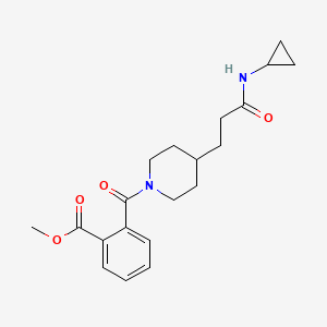 molecular formula C20H26N2O4 B4974751 methyl 2-({4-[3-(cyclopropylamino)-3-oxopropyl]-1-piperidinyl}carbonyl)benzoate 