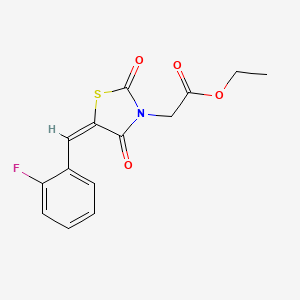molecular formula C14H12FNO4S B4974814 ethyl 2-[(5E)-5-[(2-fluorophenyl)methylidene]-2,4-dioxo-1,3-thiazolidin-3-yl]acetate 