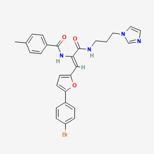 molecular formula C27H25BrN4O3 B4974973 N-[(1Z)-1-[5-(4-bromophenyl)furan-2-yl]-3-{[3-(1H-imidazol-1-yl)propyl]amino}-3-oxoprop-1-en-2-yl]-4-methylbenzamide 