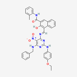 molecular formula C38H33N7O5 B4975124 4-[[6-(benzylamino)-2-(4-ethoxyanilino)-5-nitropyrimidin-4-yl]iminomethyl]-3-hydroxy-N-(2-methylphenyl)naphthalene-2-carboxamide 