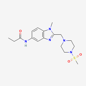 molecular formula C17H25N5O3S B4975199 N-{2-[(4-Methanesulfonylpiperazin-1-YL)methyl]-1-methyl-1H-1,3-benzodiazol-5-YL}propanamide 
