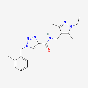 molecular formula C19H24N6O B4975220 N-[(1-ethyl-3,5-dimethylpyrazol-4-yl)methyl]-1-[(2-methylphenyl)methyl]triazole-4-carboxamide 
