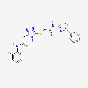 molecular formula C23H22N6O2S2 B4975466 2-[(4-methyl-5-{2-[(2-methylphenyl)amino]-2-oxoethyl}-4H-1,2,4-triazol-3-yl)sulfanyl]-N-(4-phenyl-1,3-thiazol-2-yl)acetamide 