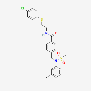 molecular formula C25H27ClN2O3S2 B4975471 N~1~-{2-[(4-CHLOROPHENYL)SULFANYL]ETHYL}-4-{[3,4-DIMETHYL(METHYLSULFONYL)ANILINO]METHYL}BENZAMIDE 
