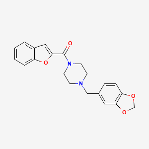 molecular formula C21H20N2O4 B4975649 [4-(1,3-benzodioxol-5-ylmethyl)piperazin-1-yl](1-benzofuran-2-yl)methanone 