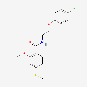 molecular formula C17H18ClNO3S B4975689 N-[2-(4-chlorophenoxy)ethyl]-2-methoxy-4-(methylsulfanyl)benzamide 