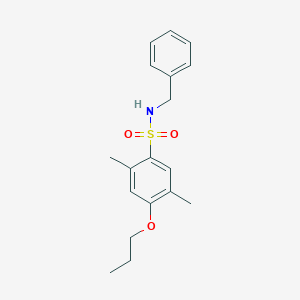 molecular formula C18H23NO3S B497575 N-benzyl-2,5-dimethyl-4-propoxybenzenesulfonamide CAS No. 714209-30-0