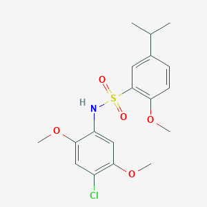 molecular formula C18H22ClNO5S B497576 N-(4-chloro-2,5-dimethoxyphenyl)-5-isopropyl-2-methoxybenzenesulfonamide CAS No. 902249-17-6