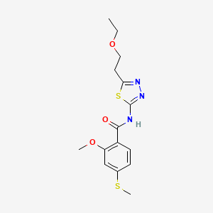 molecular formula C15H19N3O3S2 B4976049 N-[5-(2-ethoxyethyl)-1,3,4-thiadiazol-2-yl]-2-methoxy-4-(methylsulfanyl)benzamide 