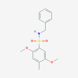 molecular formula C16H19NO4S B497608 N-benzyl-2,5-dimethoxy-4-methylbenzenesulfonamide CAS No. 873579-16-9