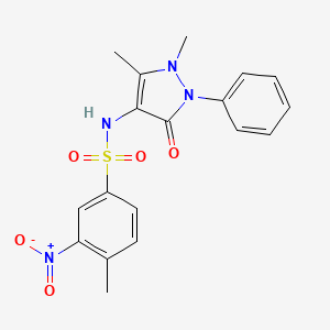 molecular formula C18H18N4O5S B4976140 N-(1,5-dimethyl-3-oxo-2-phenyl-2,3-dihydro-1H-pyrazol-4-yl)-4-methyl-3-nitrobenzenesulfonamide 