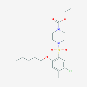 molecular formula C19H29ClN2O5S B497635 Ethyl 4-{[5-chloro-4-methyl-2-(pentyloxy)phenyl]sulfonyl}-1-piperazinecarboxylate 