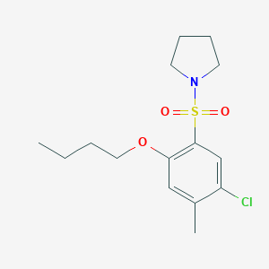 molecular formula C15H22ClNO3S B497669 Butyl 4-chloro-5-methyl-2-(1-pyrrolidinylsulfonyl)phenyl ether 
