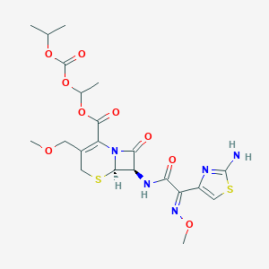 1-propan-2-yloxycarbonyloxyethyl (6R,7R)-7-[[(2E)-2-(2-amino-1,3-thiazol-4-yl)-2-methoxyiminoacetyl]amino]-3-(methoxymethyl)-8-oxo-5-thia-1-azabicyclo[4.2.0]oct-2-ene-2-carboxylate