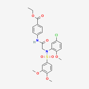 molecular formula C26H27ClN2O8S B4976850 ethyl 4-[[2-(5-chloro-N-(3,4-dimethoxyphenyl)sulfonyl-2-methoxyanilino)acetyl]amino]benzoate 