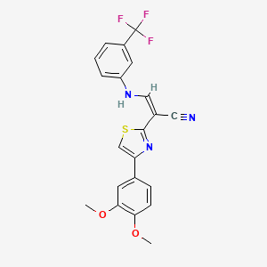 molecular formula C21H16F3N3O2S B4976865 (2Z)-2-[4-(3,4-Dimethoxyphenyl)-1,3-thiazol-2-YL]-3-{[3-(trifluoromethyl)phenyl]amino}prop-2-enenitrile 