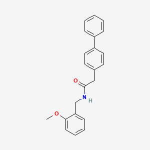 molecular formula C22H21NO2 B4977185 N-[(2-methoxyphenyl)methyl]-2-(4-phenylphenyl)acetamide 
