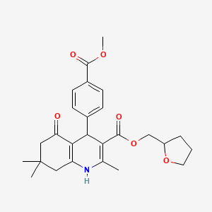 molecular formula C26H31NO6 B4977216 Tetrahydrofuran-2-ylmethyl 4-[4-(methoxycarbonyl)phenyl]-2,7,7-trimethyl-5-oxo-1,4,5,6,7,8-hexahydroquinoline-3-carboxylate 