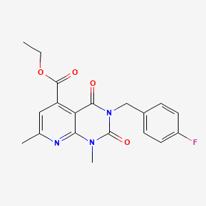 molecular formula C19H18FN3O4 B4977240 ETHYL 3-[(4-FLUOROPHENYL)METHYL]-1,7-DIMETHYL-2,4-DIOXO-1H,2H,3H,4H-PYRIDO[2,3-D]PYRIMIDINE-5-CARBOXYLATE 