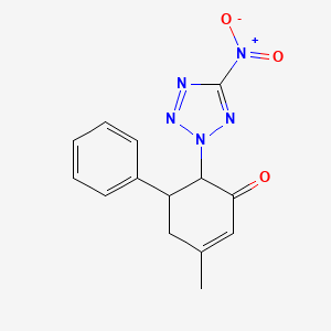 molecular formula C14H13N5O3 B4977324 3-methyl-6-(5-nitrotetrazol-2-yl)-5-phenylcyclohex-2-en-1-one 